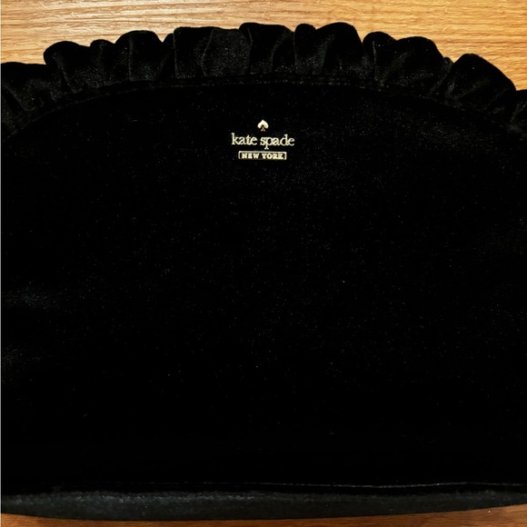NWOT Kate Spade Velvet Clutch Could be cosmetic bag Ruffles Gold hardware NEW - Picture 5 of 16